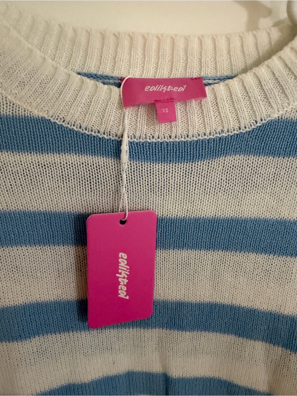 Edikted Blue and White Striped Crewneck Sweater - Picture 4 of 4